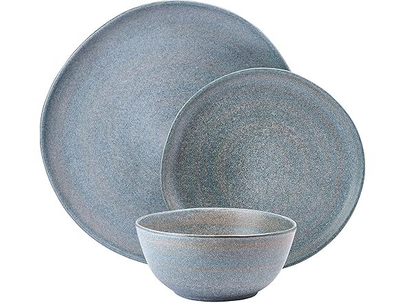 Mikasa Benson 12 Piece Stoneware Dinnerware Set Blue