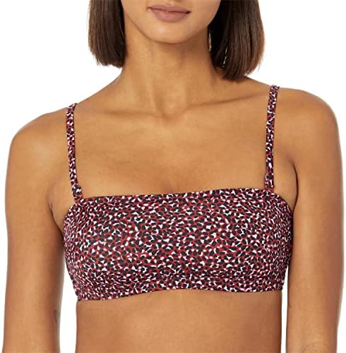 Amazon Essentials Women's Bandeau Swimsuit Top (Available in Plus Size) - Discontinued Colors, Brick Red Leopard, 6X