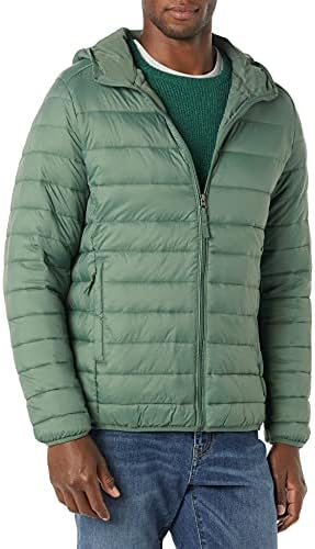 Amazon Essentials Mens Lightweight Water Resistant Packable Hooded Puffer Jacket