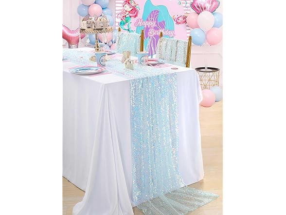 QueenDream Blue Sequin Table Runner