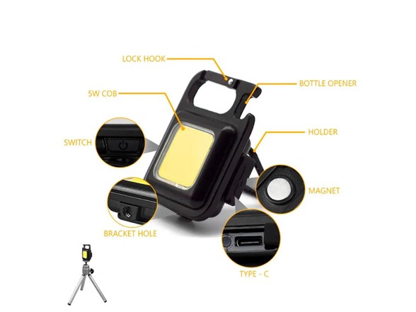 2-Pack Rechargeable Keychain Work Lights