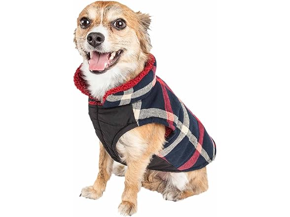 Pet Life ® Allegiance Plaid Dog Coat