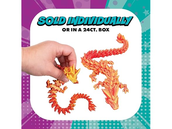 GEDDES Raymond 3D Printed Dragon Fidget Toys – Pack of 24
