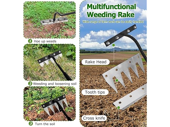 Qikstren Forged Iron Weeding Rake