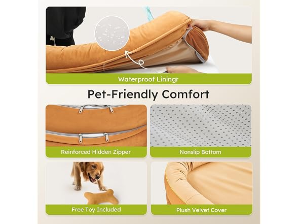 CWAWZ Brown XXL Orthopedic Dog Bed 53"