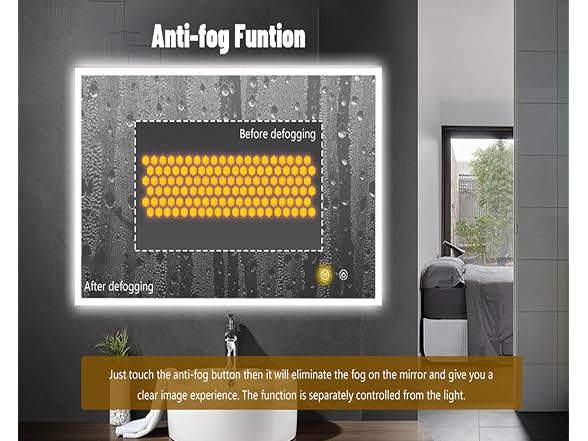 DECORAPORT 55 x 36 Inch LED Bathroom Mirror