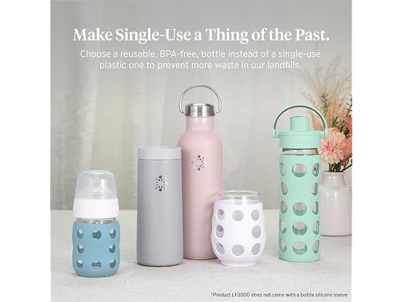 Lifefactory 16oz Glass Water Bottle with Classic Chug Cap, Set of 8