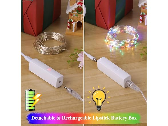 Lakumu B0DQ4QHXMT Rechargeable String Lights Bat