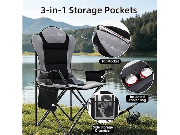 Aohanoi 2 Pack Grey Camping Chairs