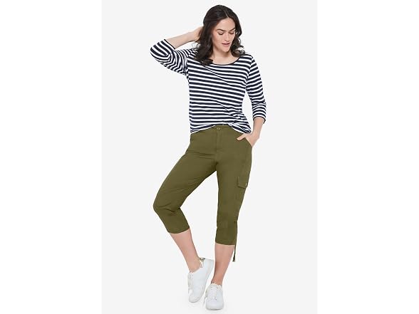 Ellos Women (24) Stretch Cargo Capris Front Pants