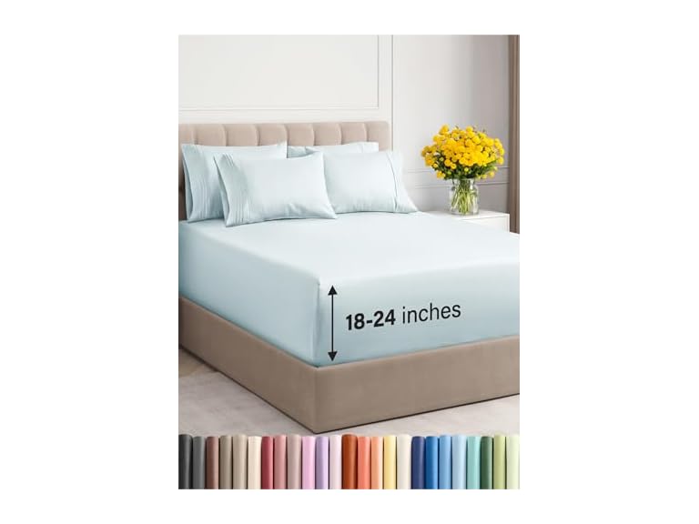 6 Piece Extra Deep Breathable Sheet Set- Choose Color & Size - Gallery 32