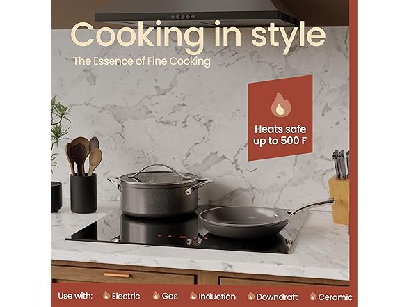 Bakken 12-Piece Ceramic Cookware Set, Black