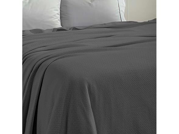 Superior Nobel Cotton Chevron Blanket, King, Charcoal
