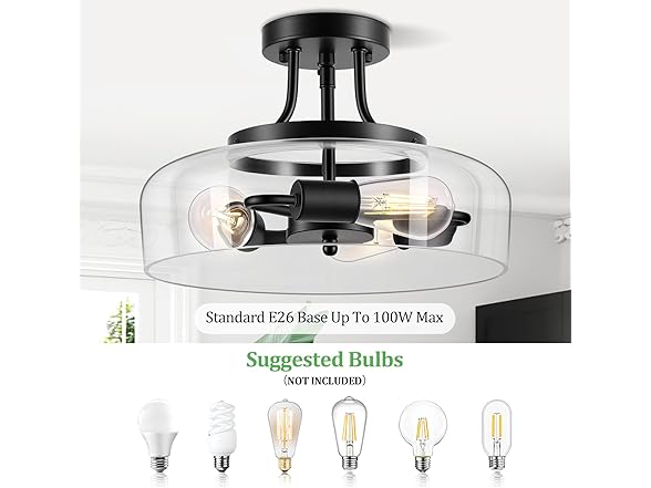 Modern Industrial Semi Flush Mount Ceiling Light