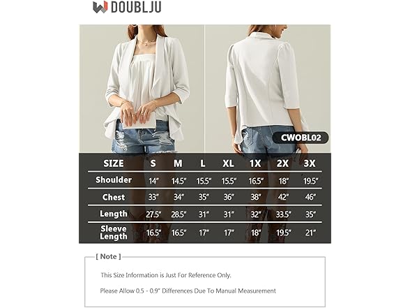 DOUBLJU Lightweight Thin 3/4 Sleeve Open
