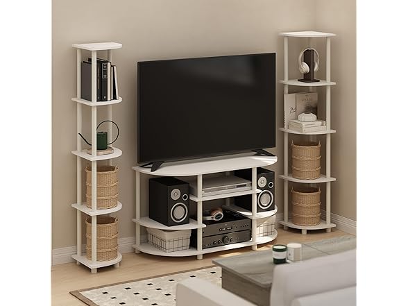 Furinno Jaya TV Entertainment Center, Wh/Wh