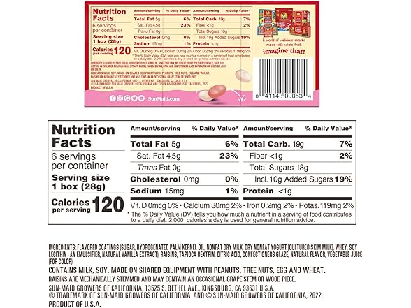 6PK Sun-Maid Strawberry & Vanilla Yogurt Coated Raisins