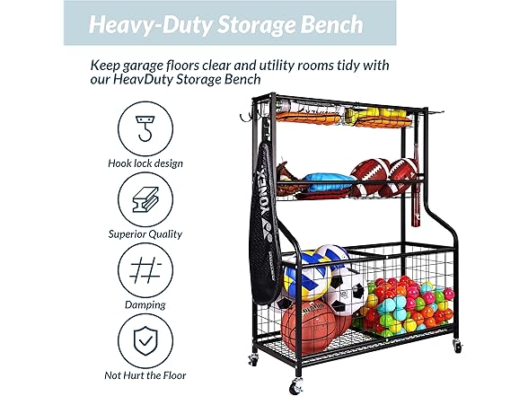 Fitvids Garage Sports Equipment Organizer