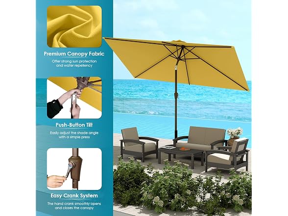 GREENVINES 6.5x10 FT Outdoor-Patio-Umbrella