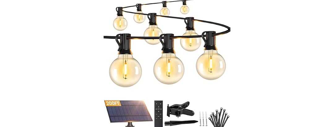 G40 Solar String Lights Outdoor with Remote 200FT