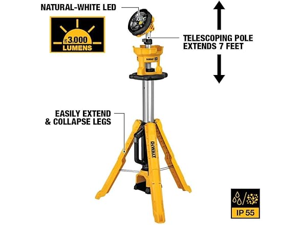 DEWALT DCL079R1 LED Work Light and Tripod Base Kit