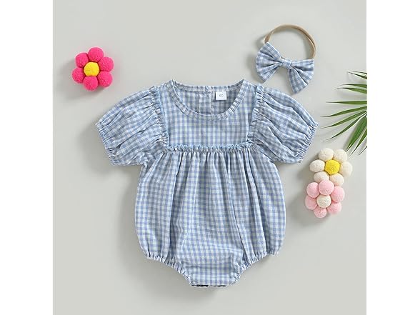 Douhoow Infant Baby Girl Plaid Romper