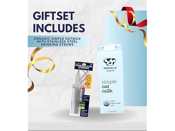 7 Item Set- Mooala Oat Milk & Stainless Steel Straws
