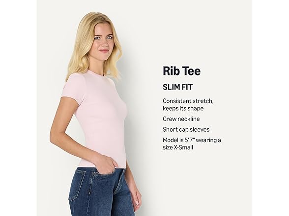 Women's Slim-Fit Stretch Rib Short-Sleeve Tee