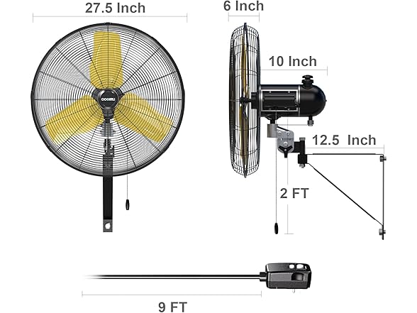 9000 CFM 24" Outdoor Oscillating Wall Fan, High Velocity 3-S (Open Box)