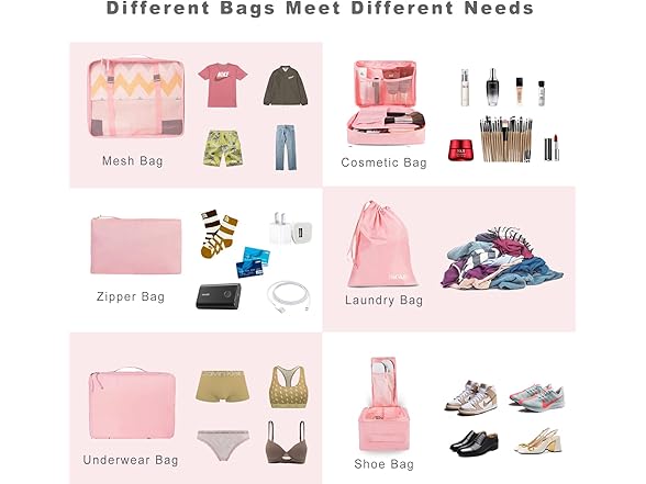 8 Pc Packing Cubes Luggage Organizers