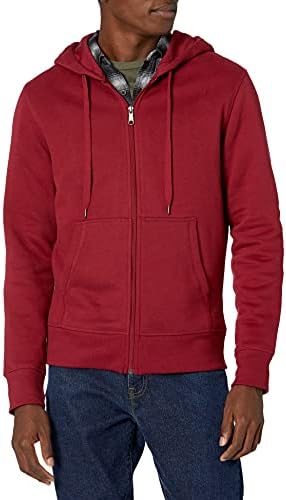 Amazon Essentials Men's Full-Zip Fleece Hoodie (Available in Big & Tall), Red, X-Large