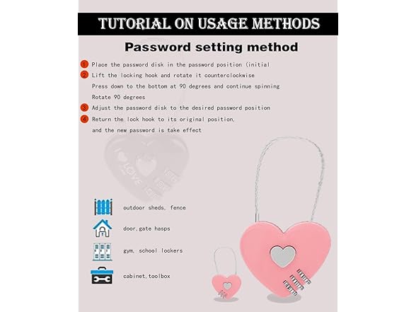 WANLIAN 2 Heart Combination Locks