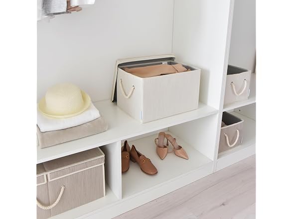 Suptinwear Large Storage Baskets with Lid for Shelves