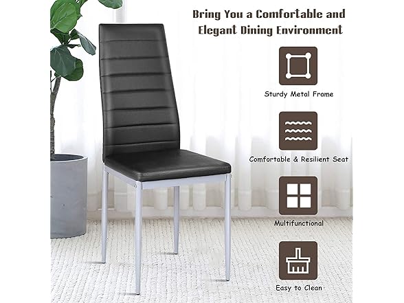 BANGTANE Set of 4 PU Leather Dining Side Chairs