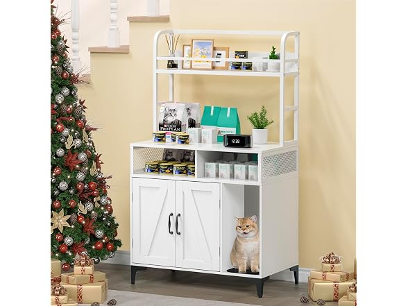 GOCAPTAIN Cat Litter Box Enclosure with Shelf Storage