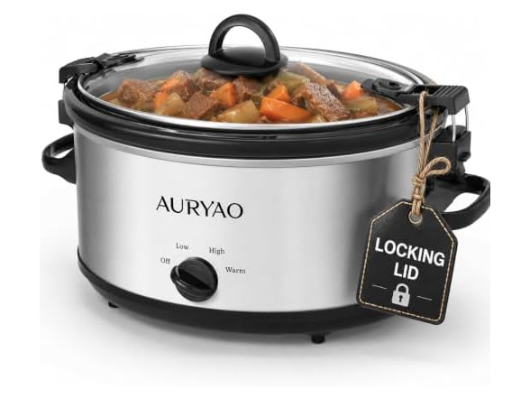 AURYAO 6 QT Manual Slow Cooker