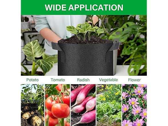 YSSOA YSSOA 5 Pack 5 Gallon Grow Bags, Aeratio