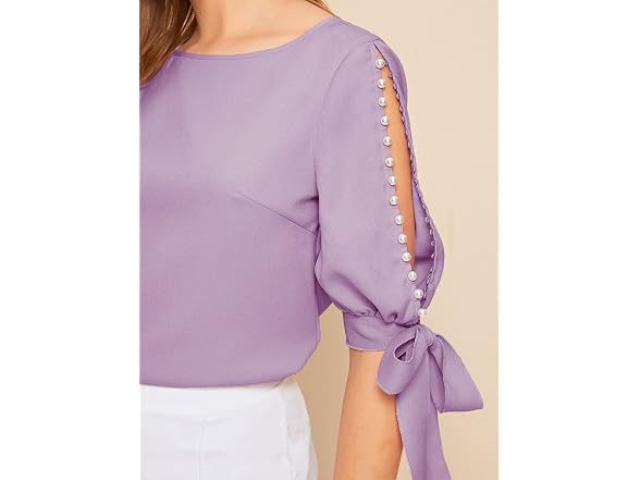Floerns Women (XL) Pearls Beaded Knot Cuff Tops