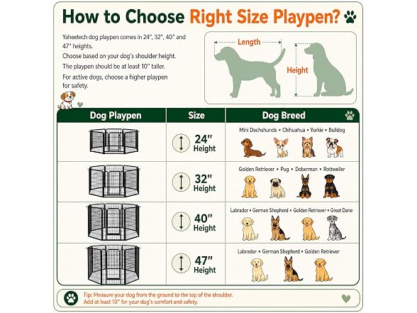 Yaheetech Dog Playpen 32in 24 Panels Pet Fence