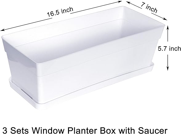 3 Pack 15" Plastic Window Planters
