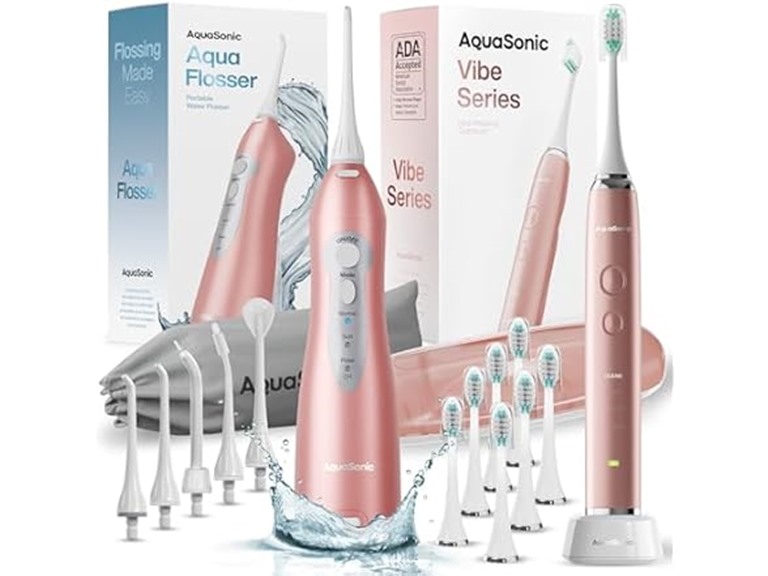 AquaSonic Vibe and Flosser Bundle Rose Gold