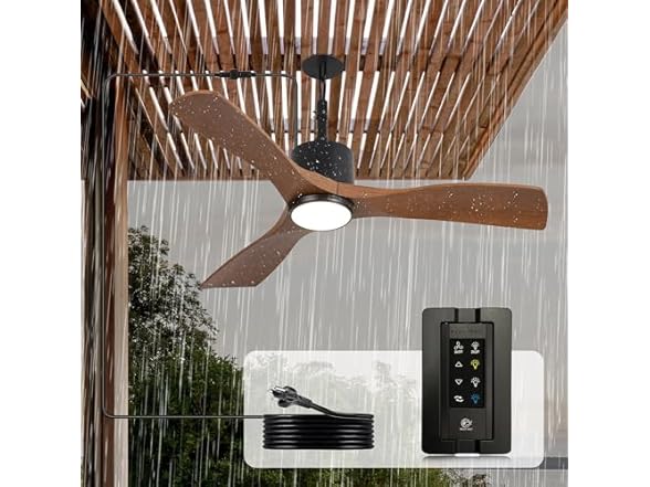 Parrot Uncle F5001BR 42" Outdoor Ceiling Fan, Walnut