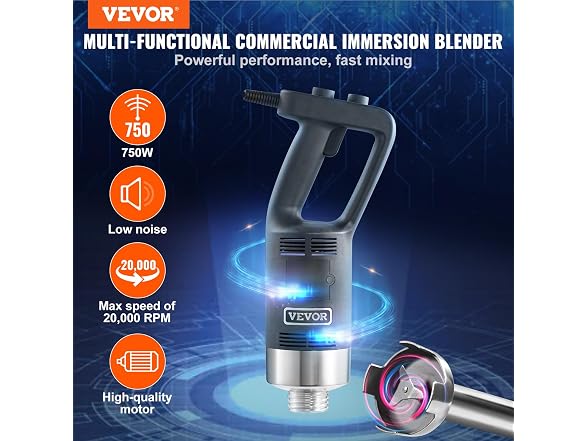 Commercial Immersion Blender, 750W 16" Heavy