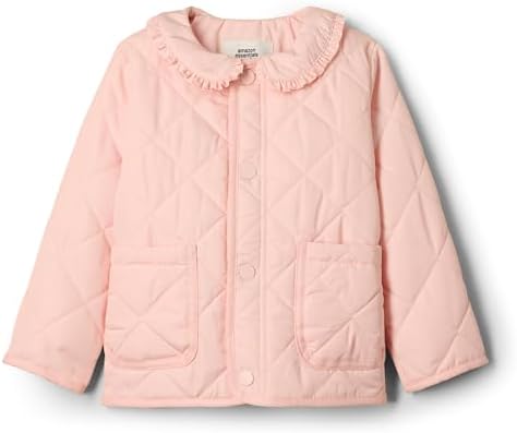 Amazon Essentials x Sofia Grainge Baby Girls' Midweight Quilted Field Jacket with Ruffle, Pink, 24 Months