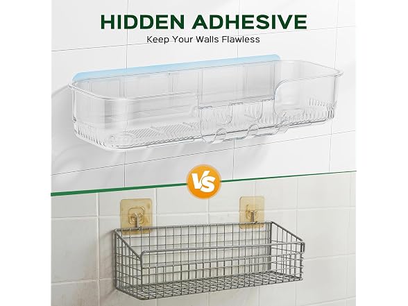 HAMITOR 5 Piece Adhesive Shower Caddy
