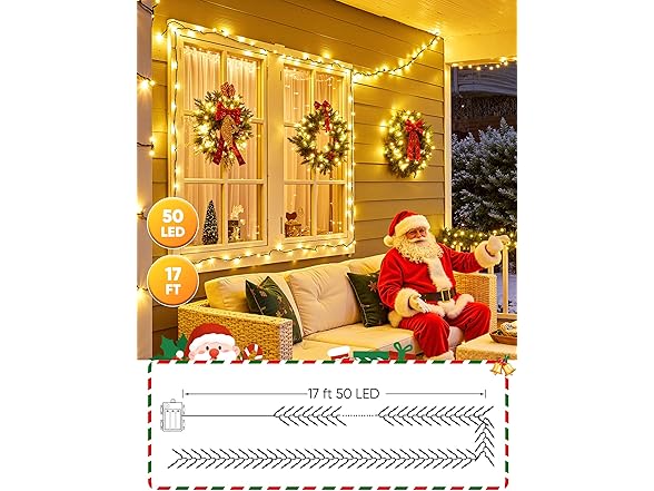 Brightown Christmas Lights Battery Operated, 4 Pack 66 FT