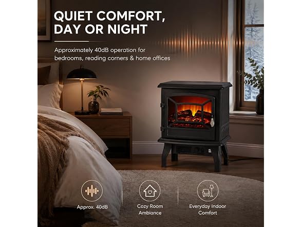 MEGAWISE Electric Fireplace Stove Black