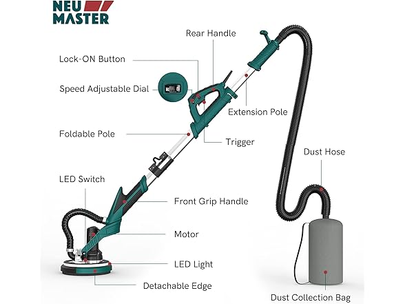 NEU MASTER Drywall Sander | 800W 6.5 Amp
