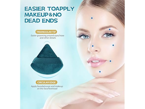 8 Pieces Triangle Powder Puff Peacock Blue