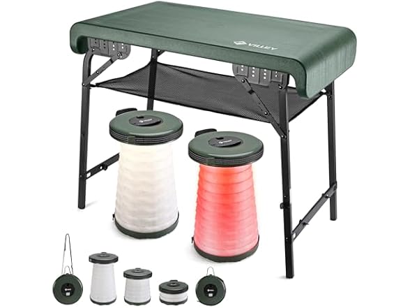 VILLEY Camping Table Collapsible Stools Set